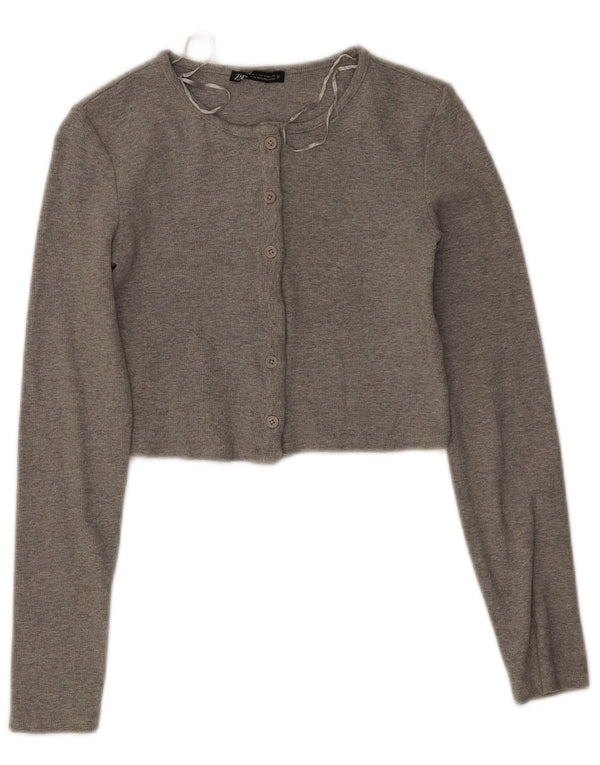 Damski krótki top Zara UK 8 Small, szara, plamista bawełna