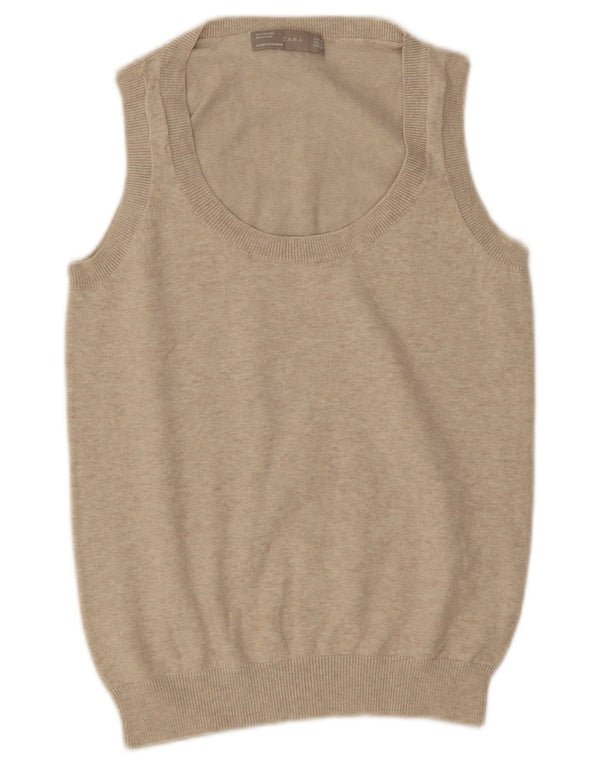 Tank top damski Zara UK 12 w kolorze średniego beżu nakrapianego