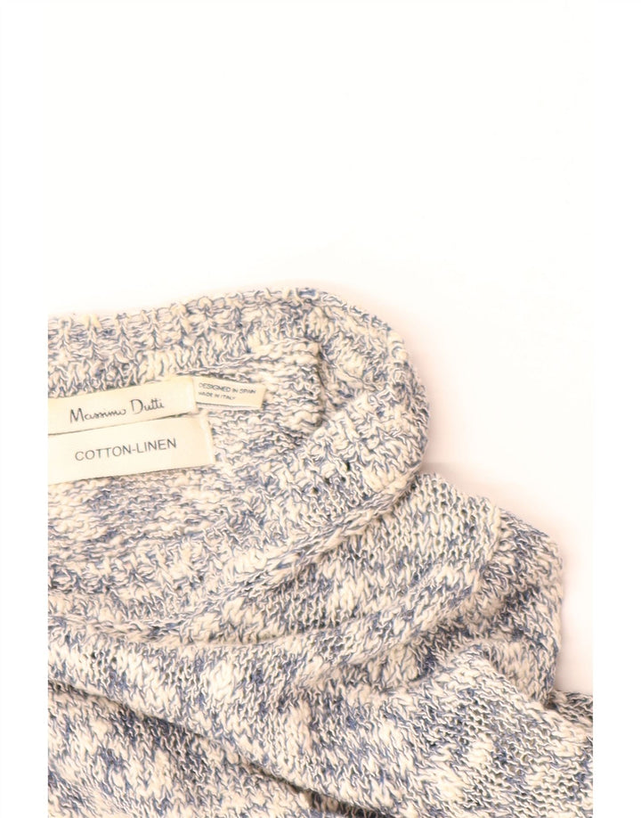 MASSIMO DUTTI Damski sweter rozpinany UK 12 Średnioszary, bawełniany nakrapiany