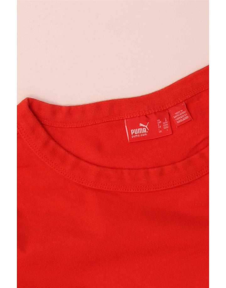 Puma Męski graficzny top z długim rękawem, duży, czerwony, bawełniany