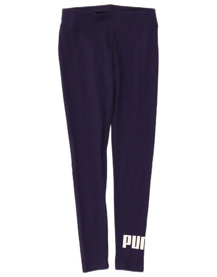 Damskie legginsy Puma o dopasowanym kroju z grafiką UK 10, małe, granatowe, bawełniane