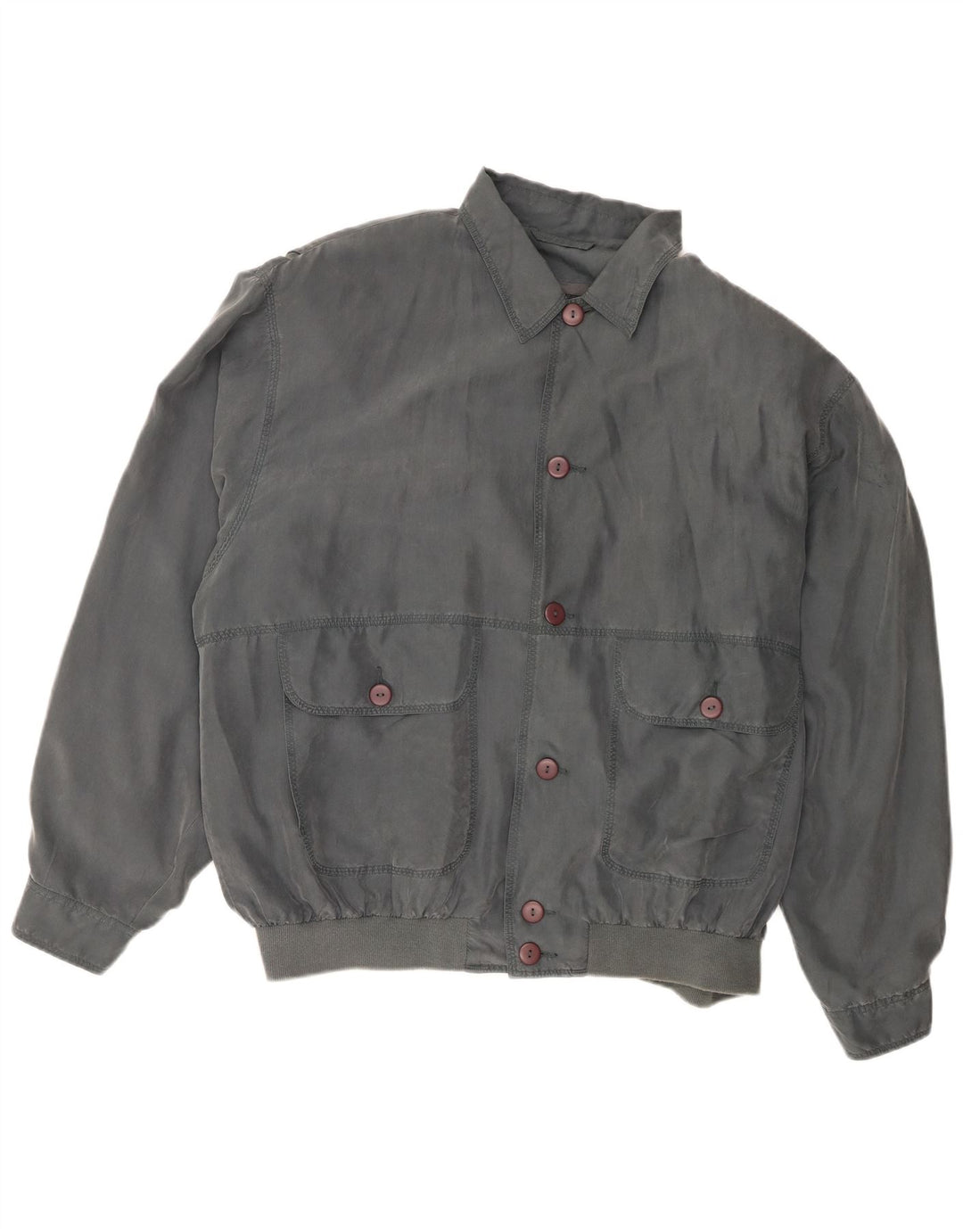 Męska kurtka bomber w stylu vintage UK 40, duża, szara, jedwabna