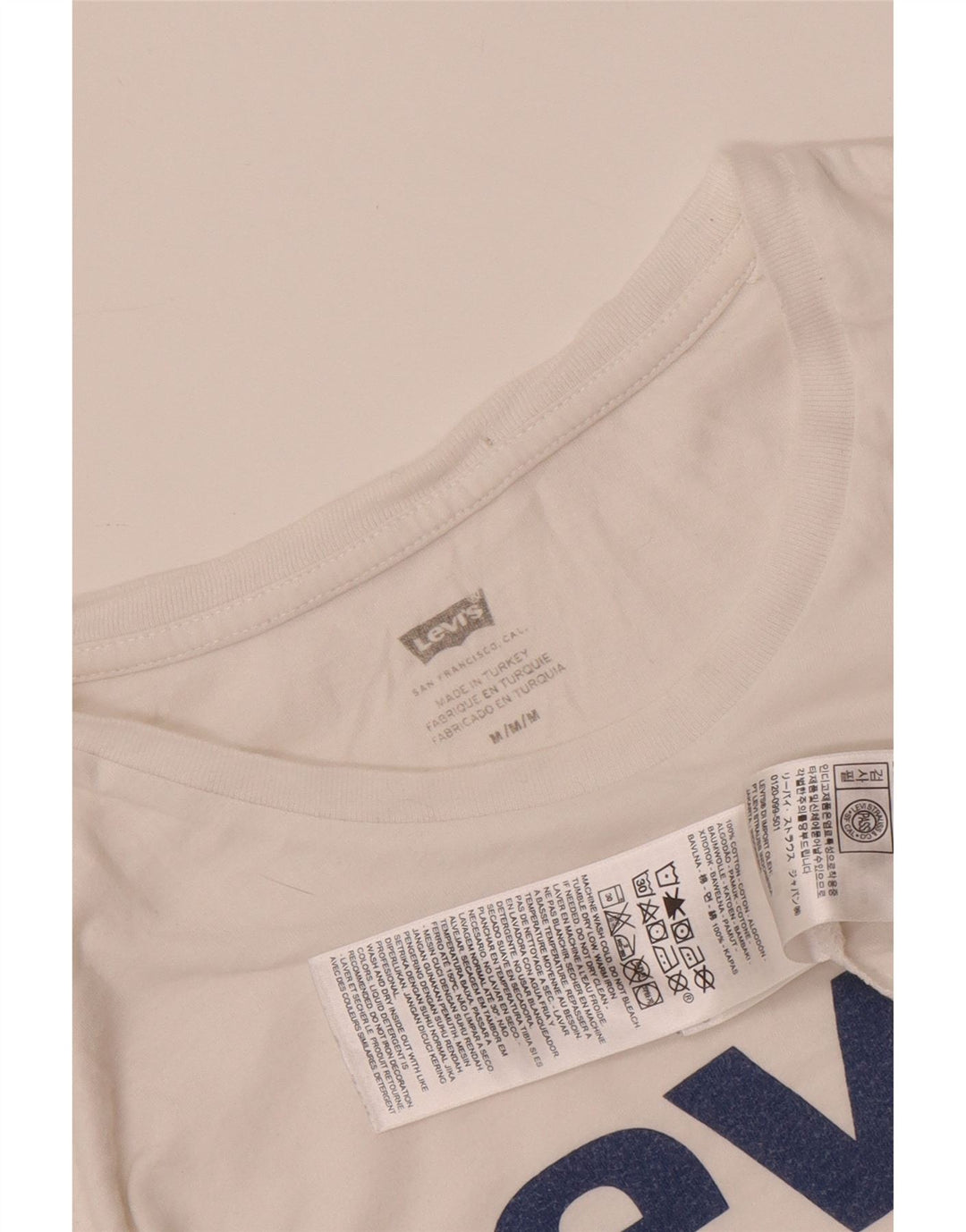 Męska koszulka z grafiką LEVI'S, średnia, biała bawełna