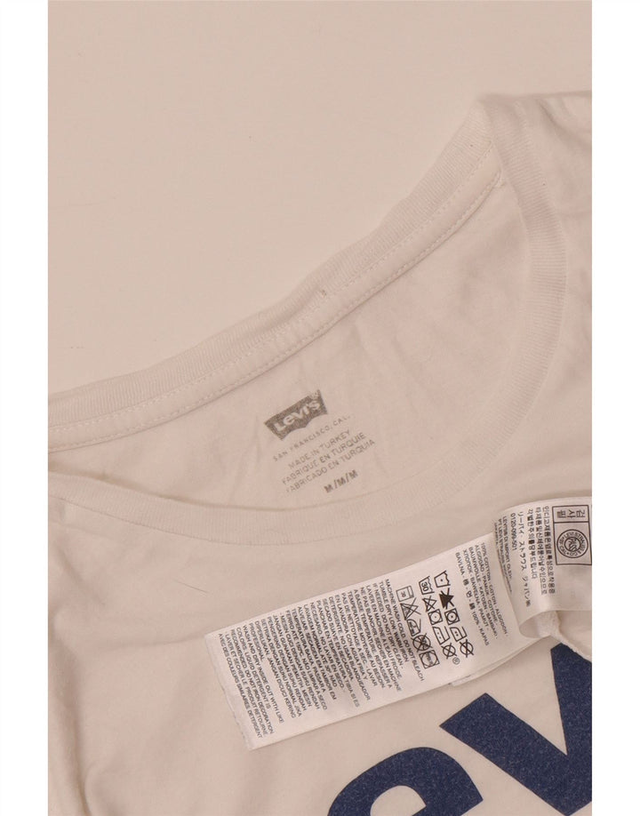 Męska koszulka z grafiką LEVI'S, średnia, biała bawełna