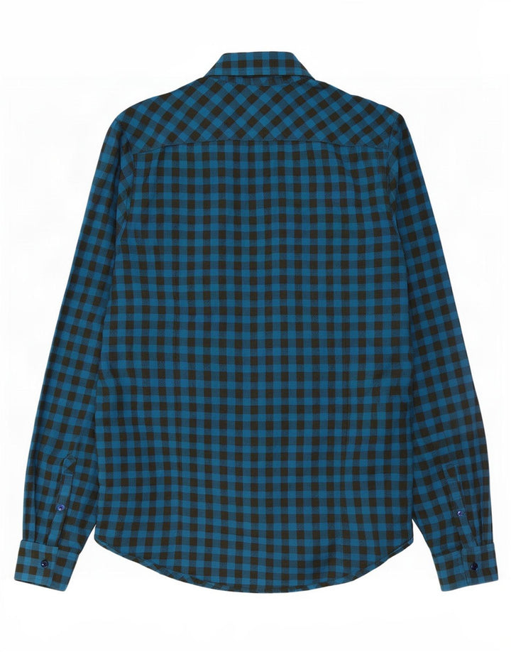 Koszula flanelowa męska Penguin Heritage Slim Fit, średnia niebieska bawełniana kratka