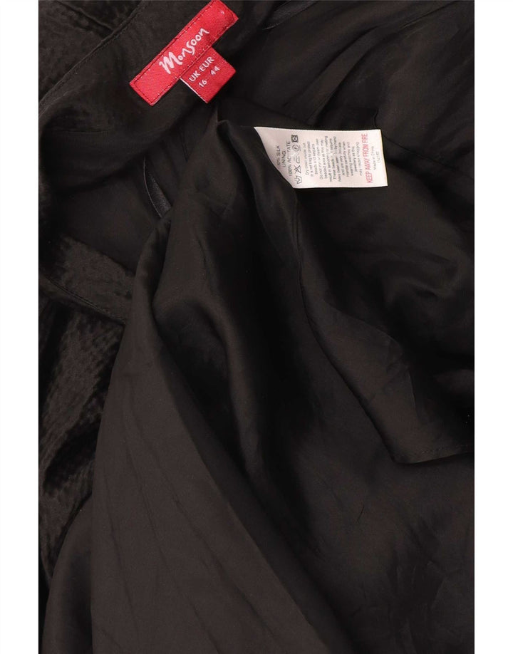 Monsoon Damska sukienka Maxi Halter UK 16, duża, czarna, jedwabna