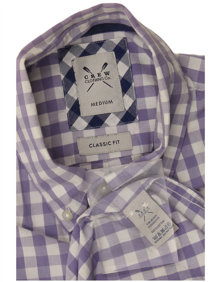 Crew Clothing Męska koszula o klasycznym kroju, średnia fioletowa bawełniana kratka