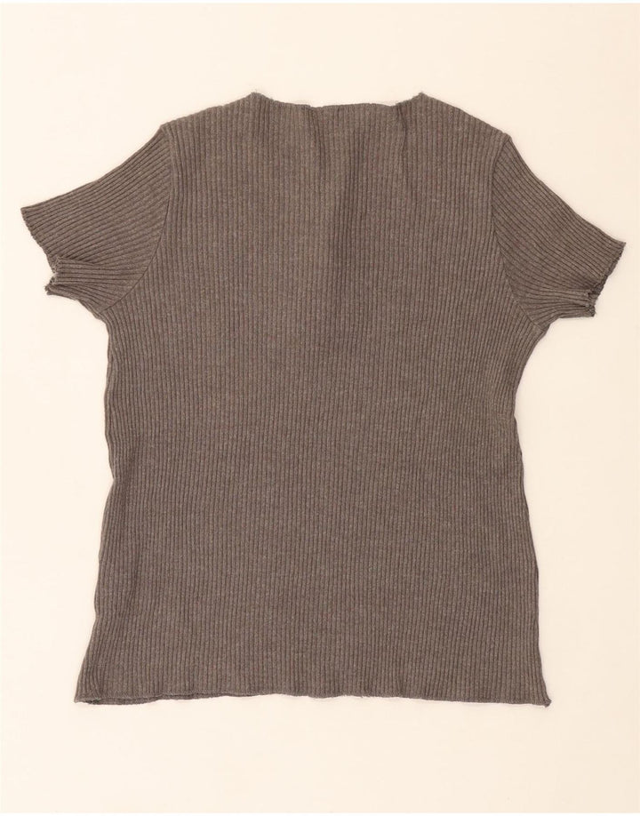 BYBLOS Womens T-Shirt Top IT 42 Medium Grey Cotton Vintage Byblos and Second-Hand Byblos from Messina Hembry 