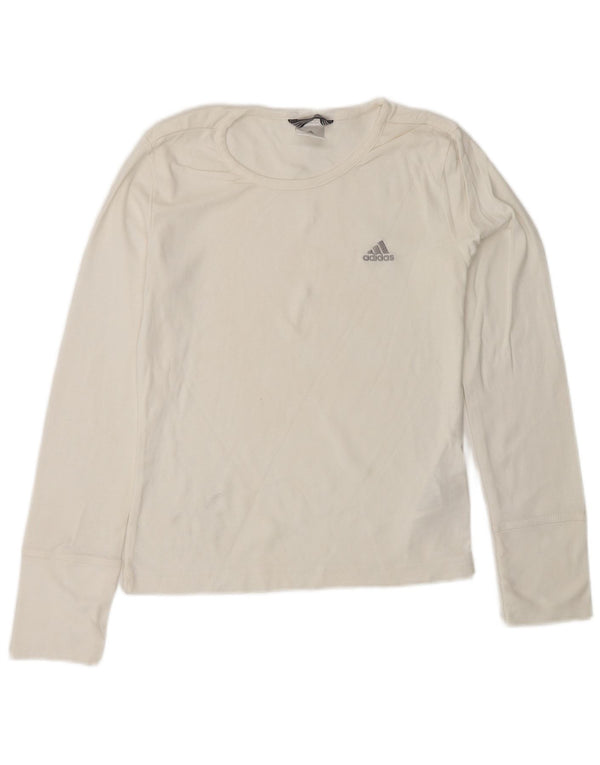 Damski top ADIDAS z długim rękawem, UK 10, mały, biały, bawełniany