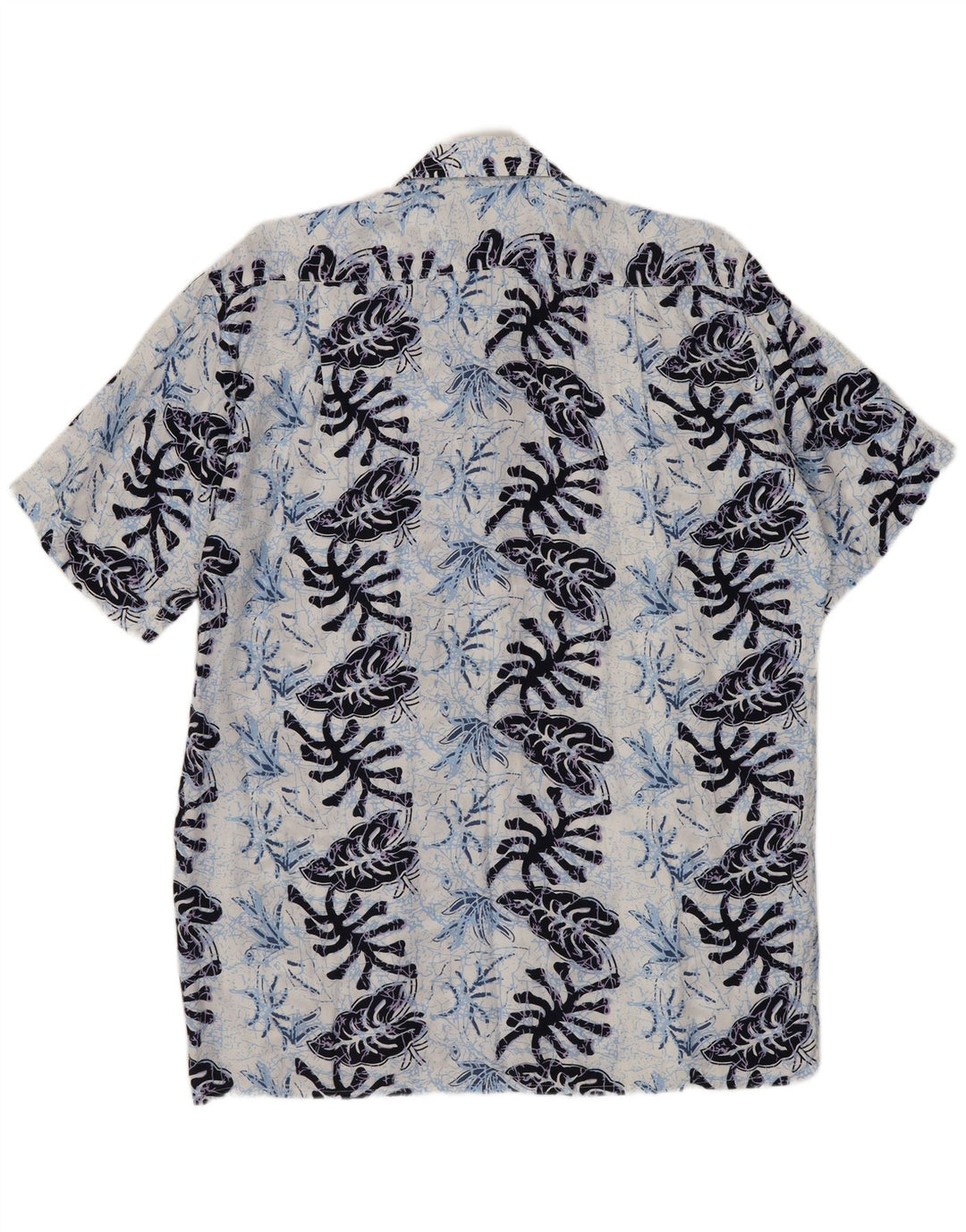 Koszula męska z krótkim rękawem FOLLIE, rozmiar 41/42, duża, granatowa, w kwiaty, wiskoza