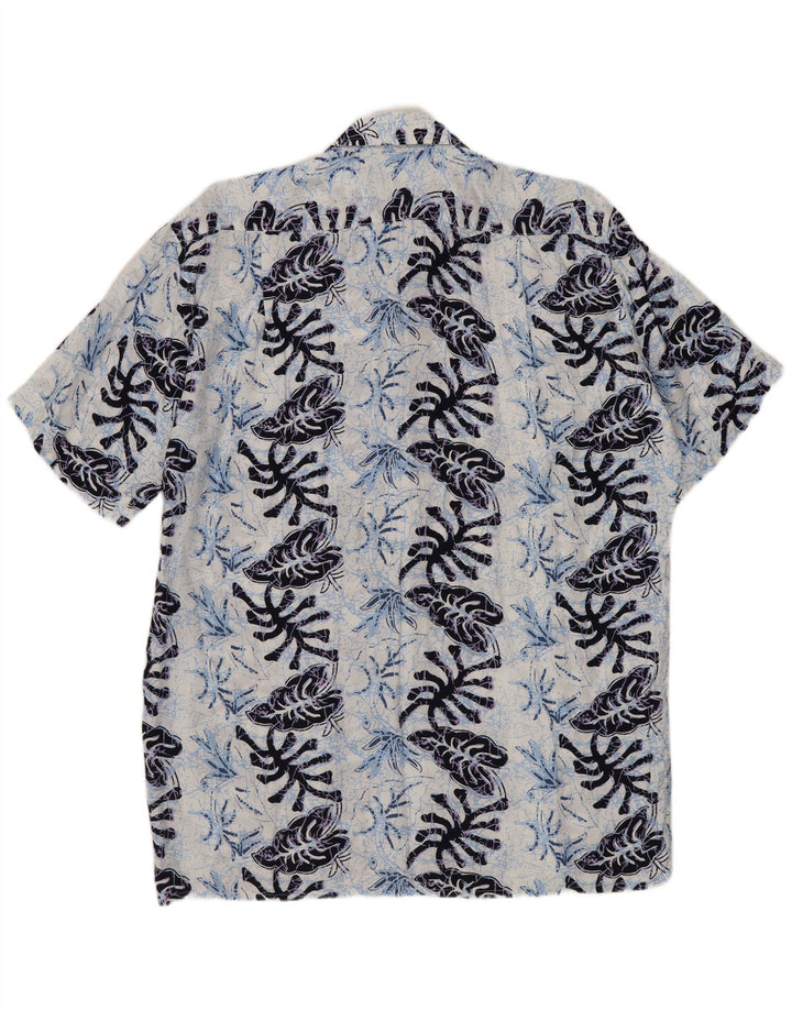 Koszula męska z krótkim rękawem FOLLIE, rozmiar 41/42, duża, granatowa, w kwiaty, wiskoza