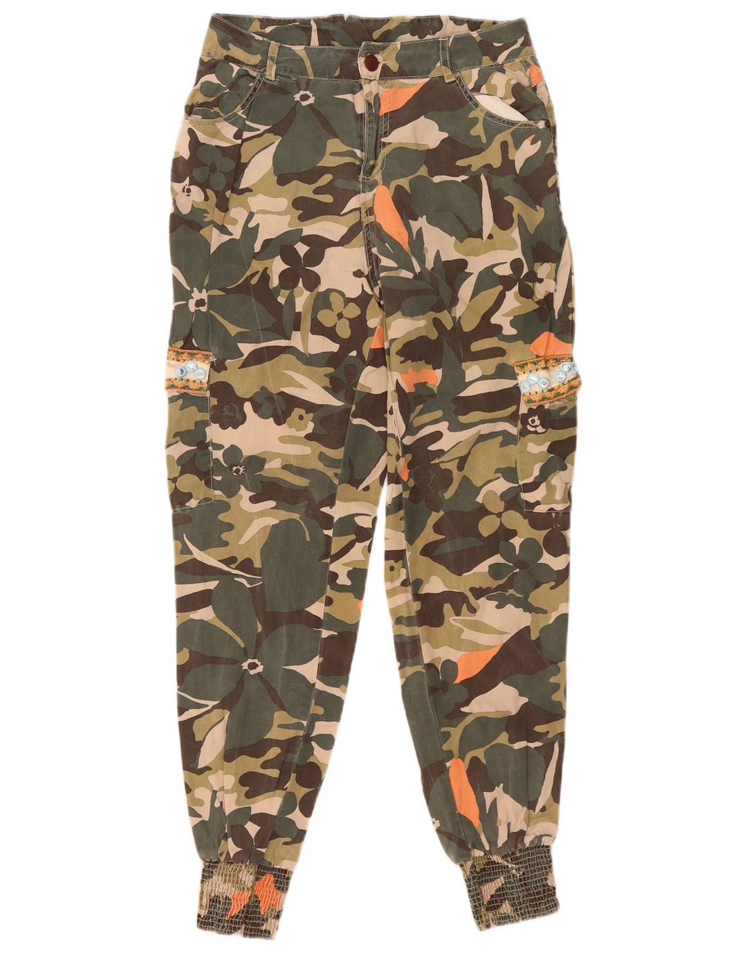 Damskie spodnie cargo Desigual EU 38 Medium W29 L29 Zielony kamuflaż