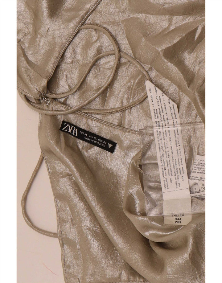 Krótki top damski Zara, UK 18 XL, złoty poliester