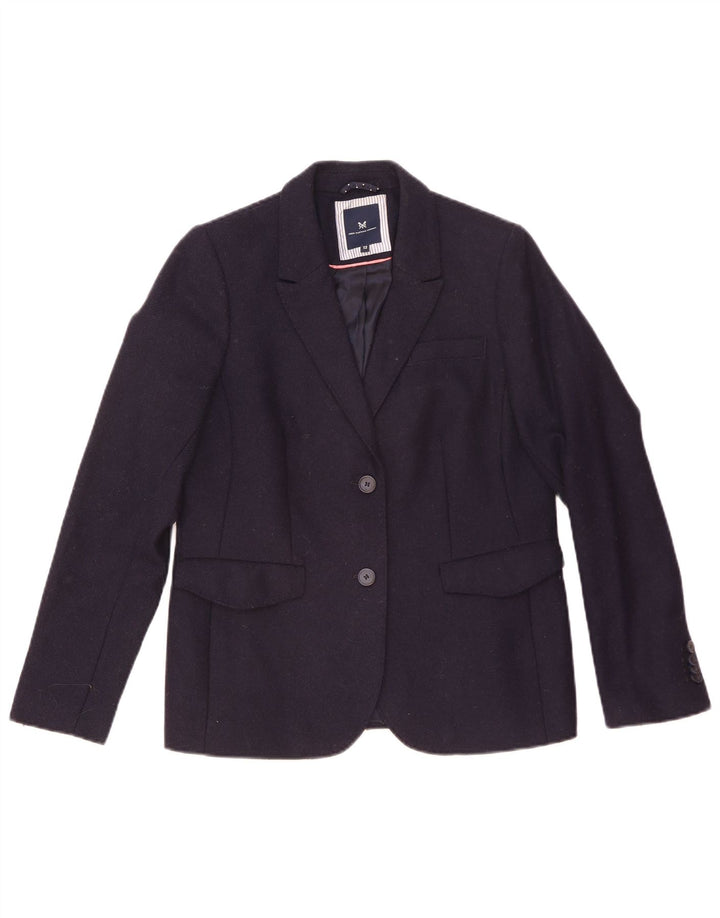 Crew Clothing Damska marynarka zapinana na 2 guziki UK 12 Średni granatowy wełniany