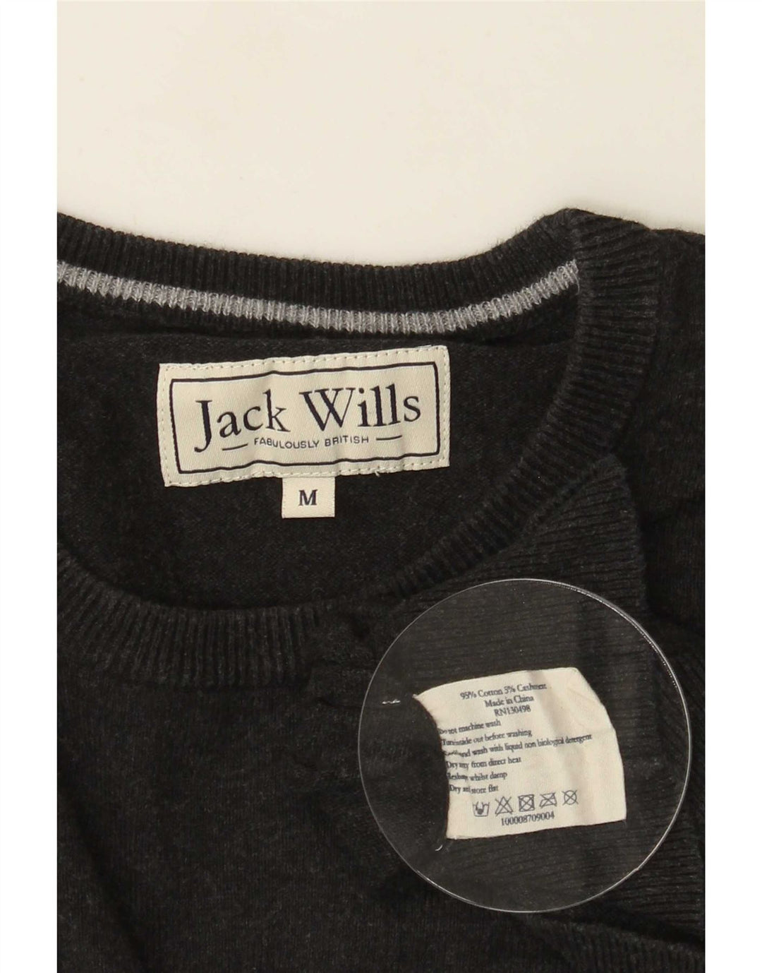 Męski sweter z okrągłym dekoltem Jack Wills, średnioszary, bawełniany