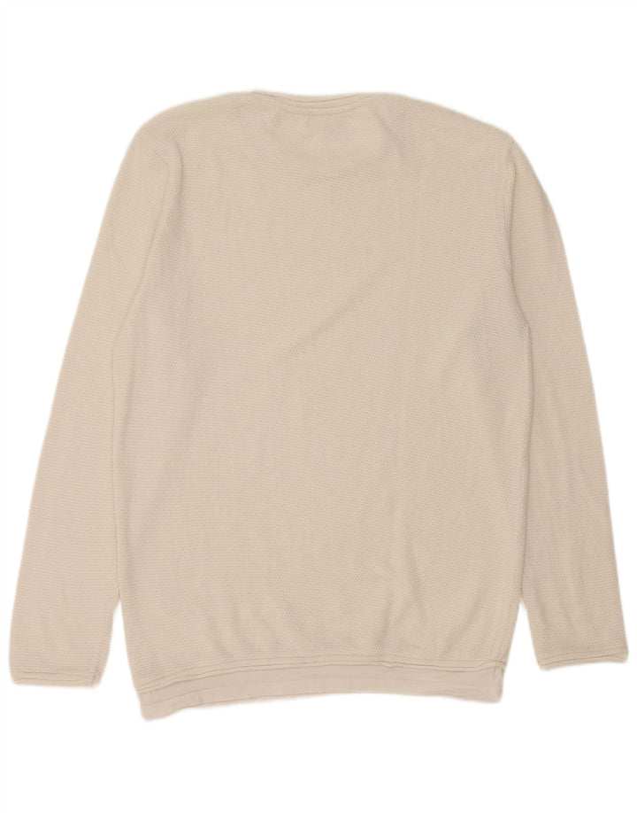 Męski sweter Zara z okrągłym dekoltem, duży, biały