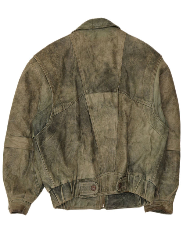 Męska kurtka skórzana Douglas UK 38, średnia skóra khaki