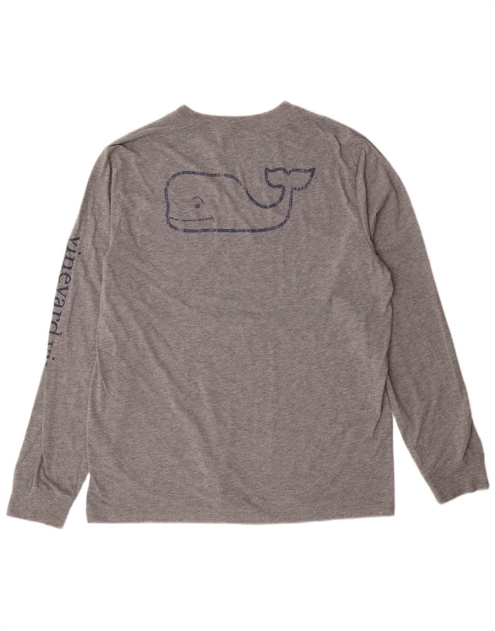 VINEYARD VINES Womens Graphic Top Long Sleeve UK 18 XL Grey Polyester