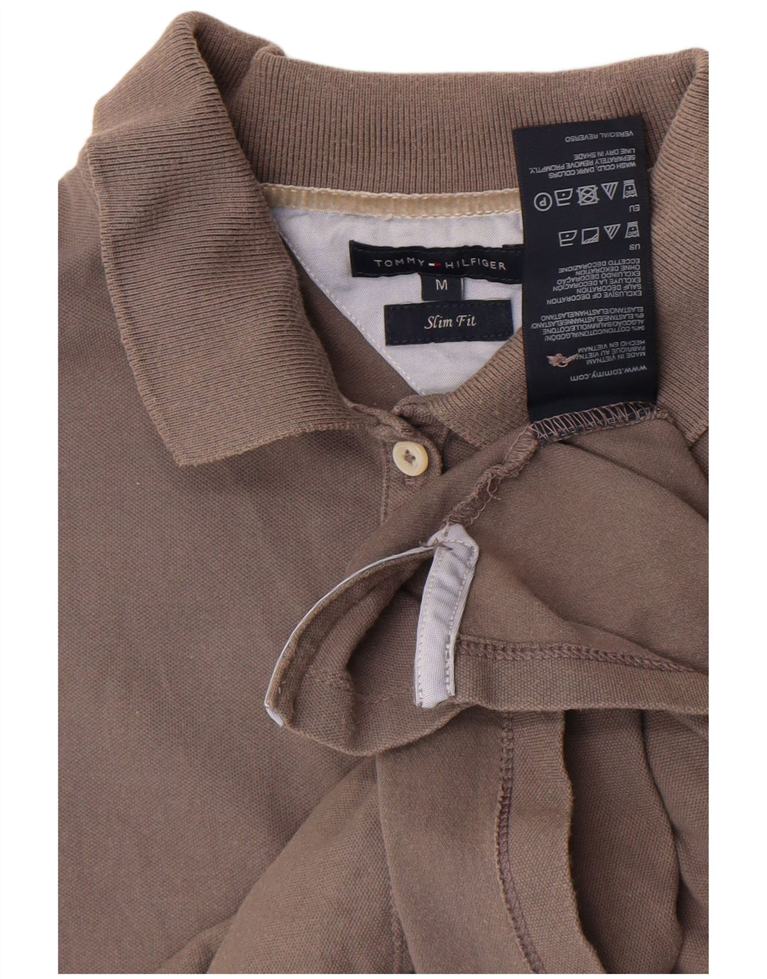 Damska koszulka polo Slim Fit Tommy Hilfiger UK 12, średnia szara bawełna