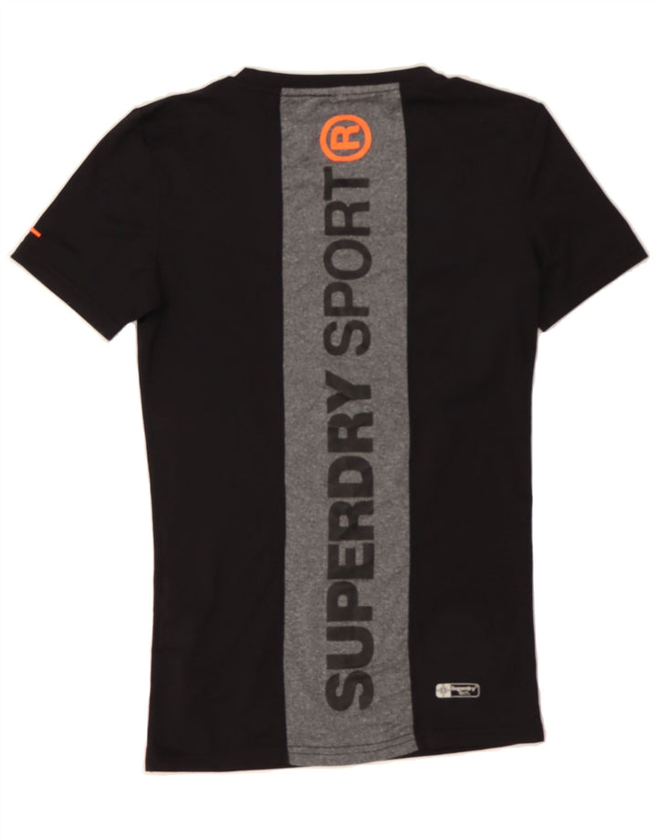 SUPERDRY Mens Graphic T-Shirt Top Small Black Colourblock Polyester Vintage Superdry and Second-Hand Superdry from Messina Hembry 