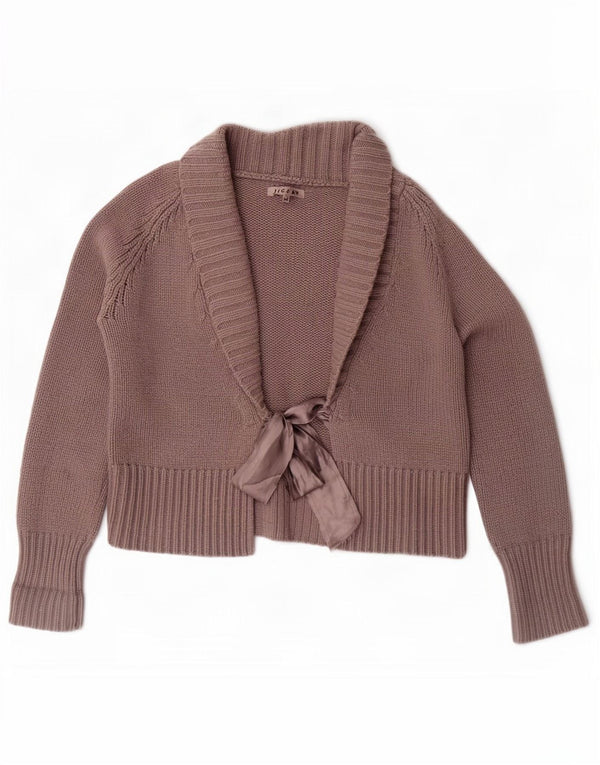 Sweter damski Jigsaw Crop 3/4 z rękawami i kopertowymi rękawami UK 14 Średni brąz