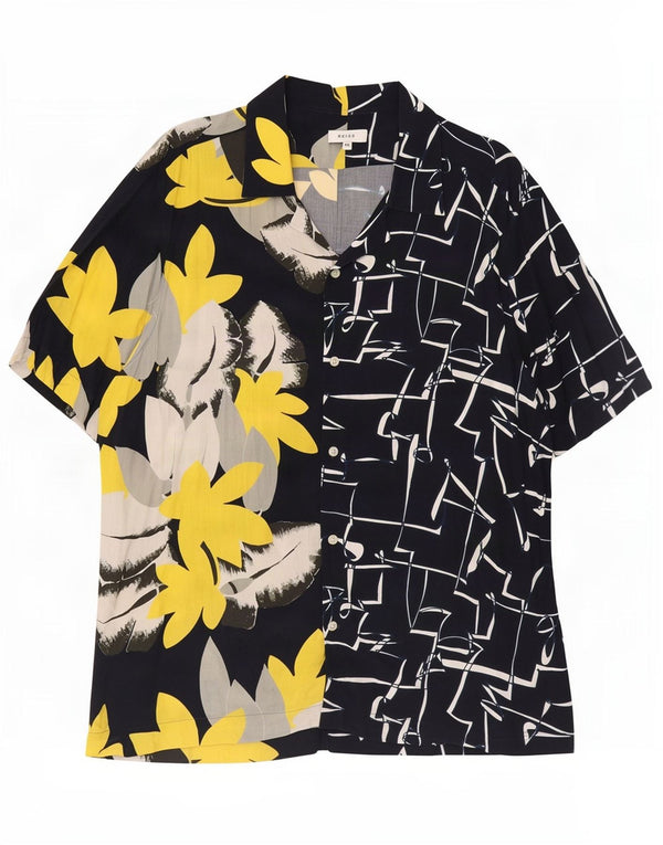 Koszula męska z krótkim rękawem Reiss 2XL Granatowa w kwiaty, wiskoza