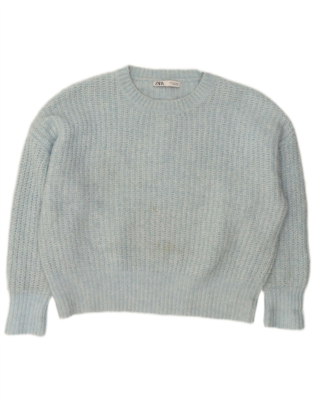 Damski sweter oversize z dekoltem w łódkę Zara UK 14, średni niebieski poliester