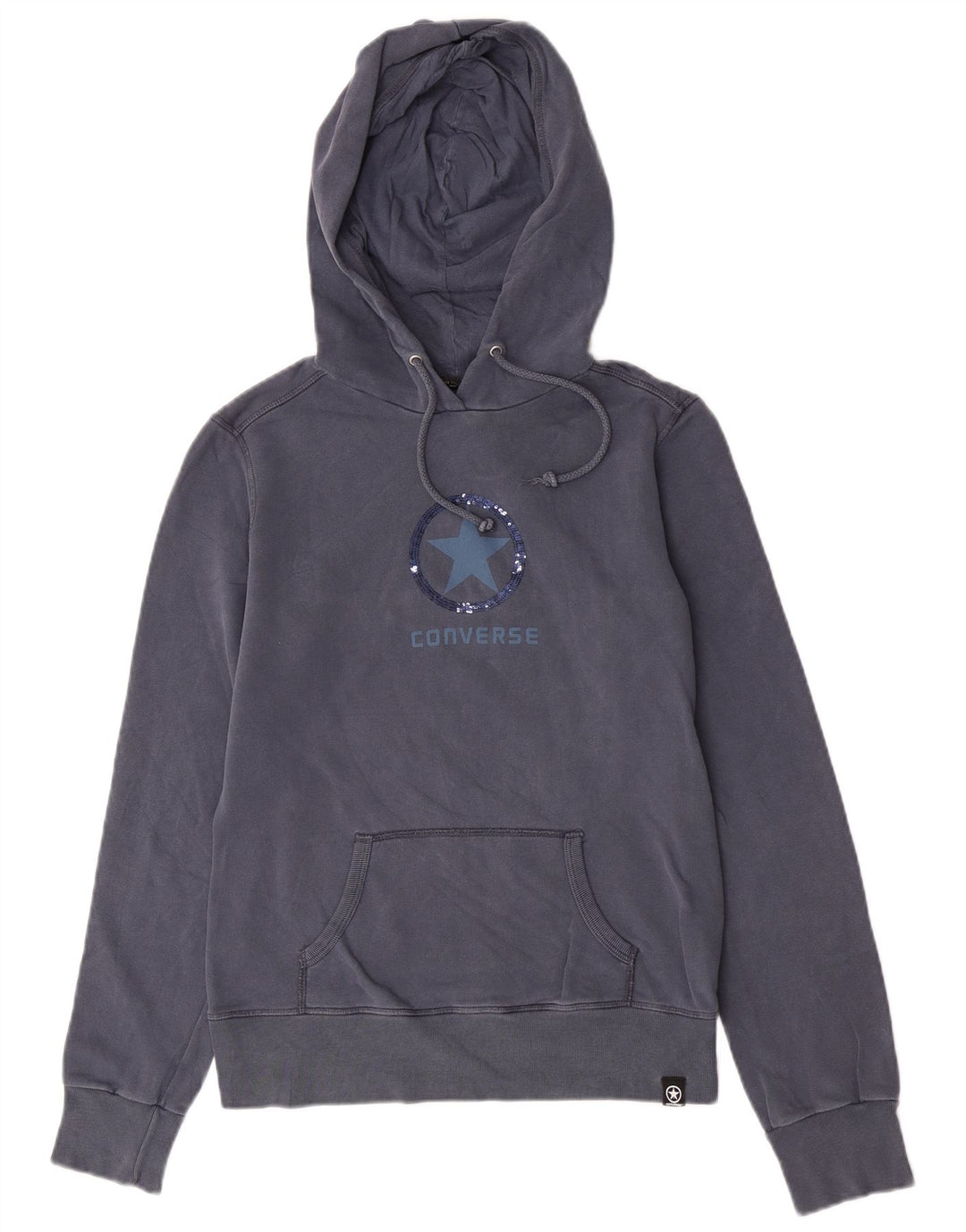 Damski sweter z kapturem Converse Graphic UK 16, duży, niebieski, bawełniany