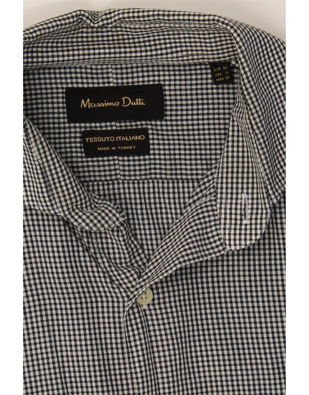 MASSIMO DUTTI Mens Shirt Size 15 38 Medium Black Gingham Cotton Vintage Massimo Dutti and Second-Hand Massimo Dutti from Messina Hembry 