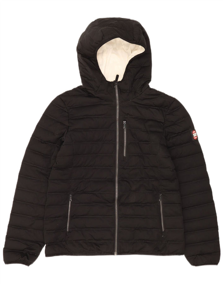 Damska wyściełana kurtka z kapturem Superdry UK 14, duża, czarna, poliester