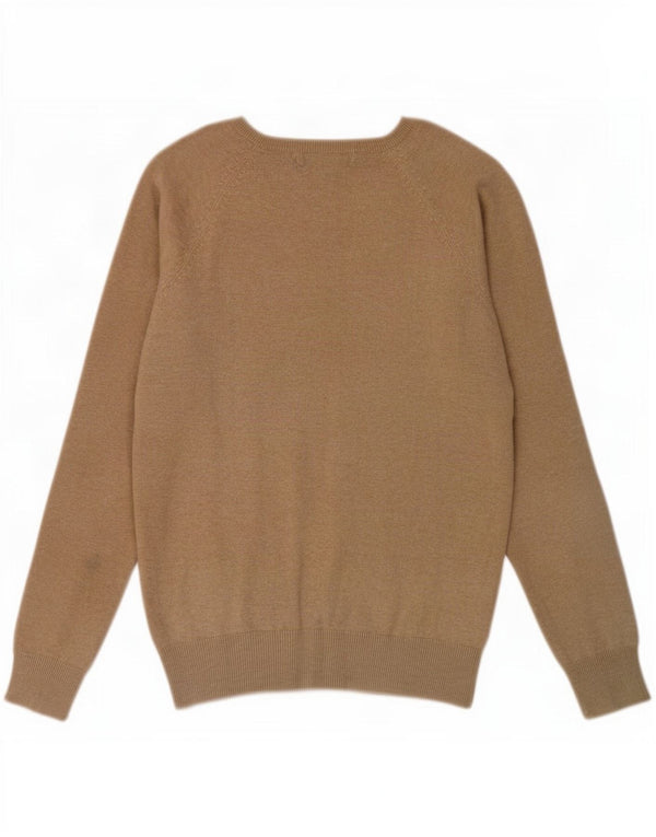 Sweter damski Zara z dekoltem w kształcie litery V, UK 14, duży, beżowy, bawełniany