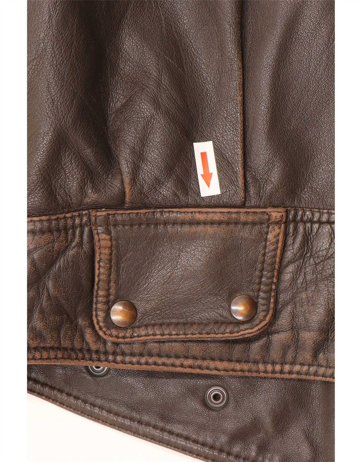 Vintage Mens Leather Jacket IT 50 Large Brown