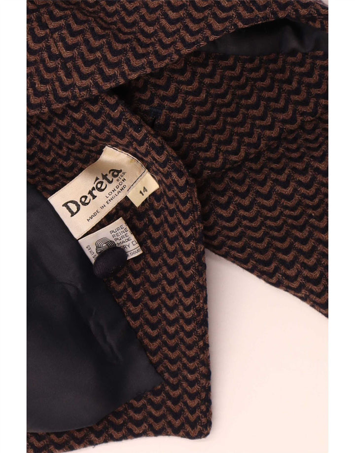 Dereta Damska marynarka zapinana na 1 guzik UK 14 Średni brąz Chevron Virgin Wool