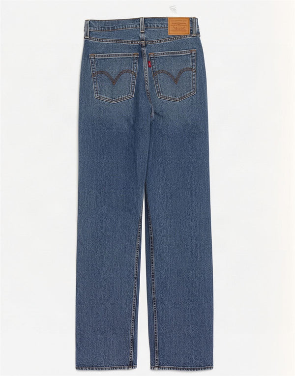 Damskie proste dżinsy Levi's Ribcage z wysokim stanem W28 L32 Niebieska bawełna