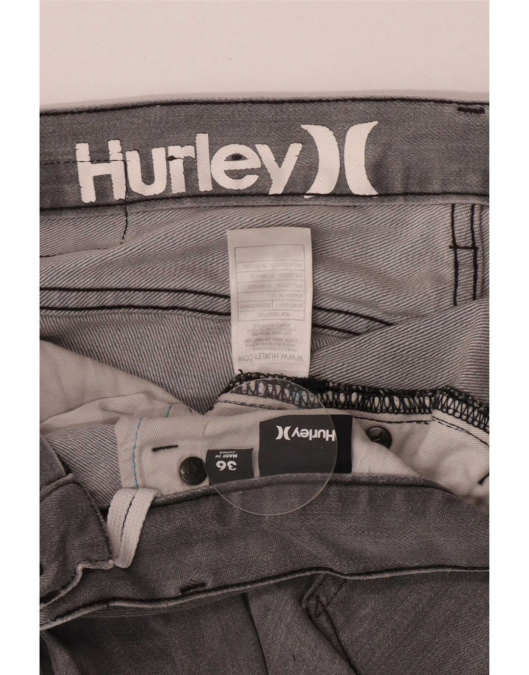 Męskie proste dżinsy Hurley W36 L33 Szara bawełna