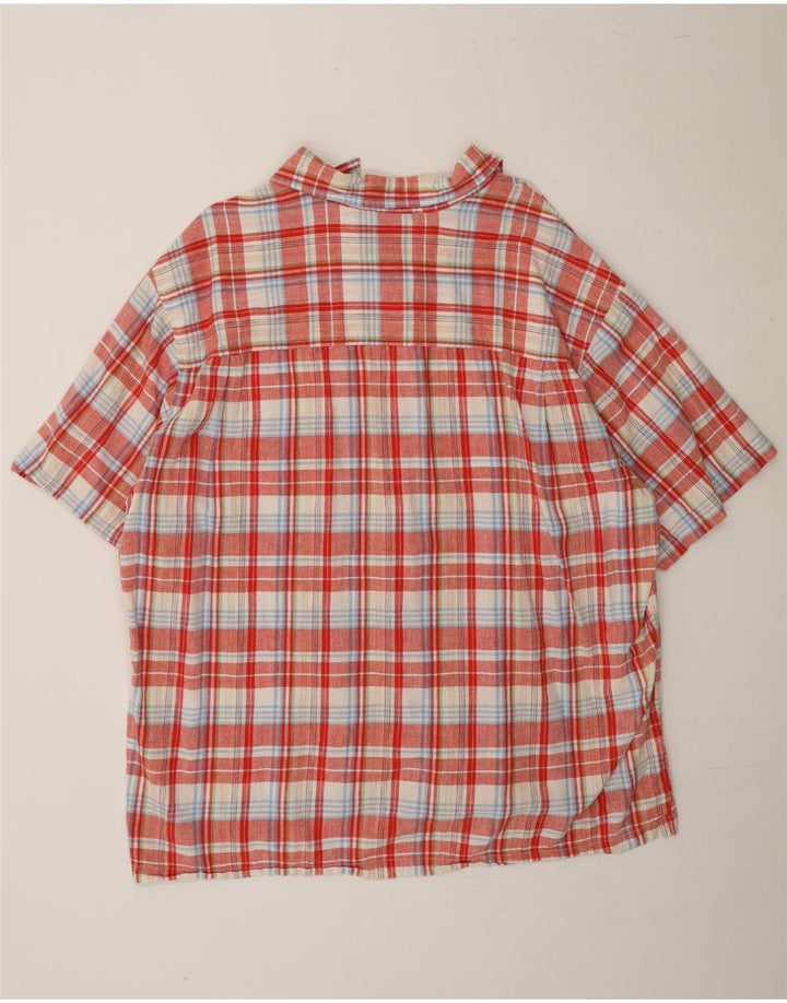 CHAPS Mens Big & Tall Short Sleeve Shirt 2XL Red Check Linen Vintage Chaps and Second-Hand Chaps from Messina Hembry 