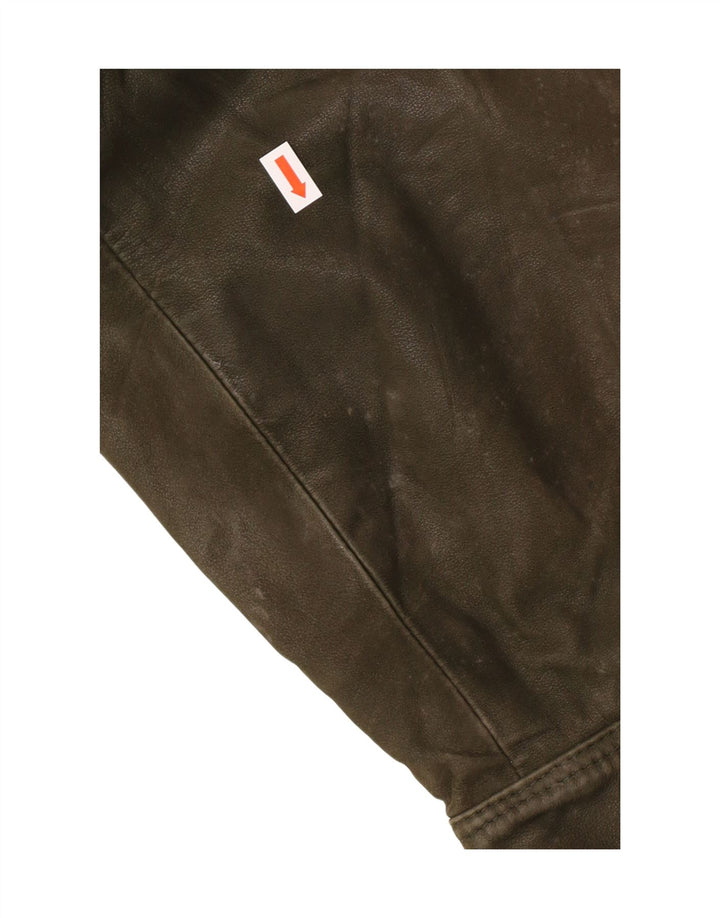 Męska kurtka skórzana w stylu vintage IT 52 XL, skóra khaki