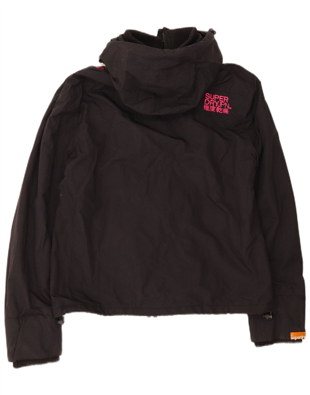 Damska kurtka wiatrówka z kapturem Superdry UK 18 XL, czarny nylon