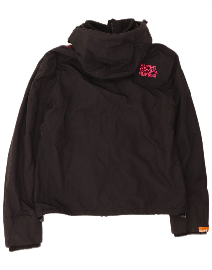 Damska kurtka wiatrówka z kapturem Superdry UK 18 XL, czarny nylon