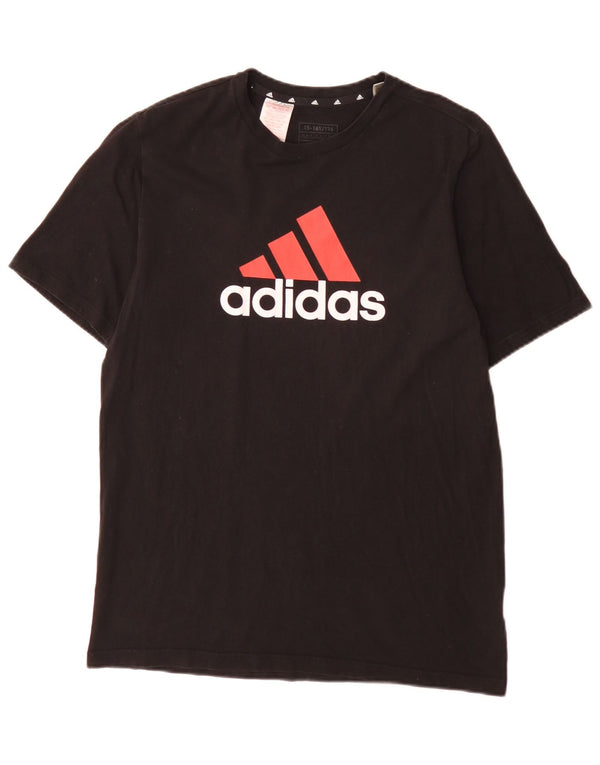 Chłopięca koszulka z grafiką Adidas, 15-16 lat, czarna bawełna