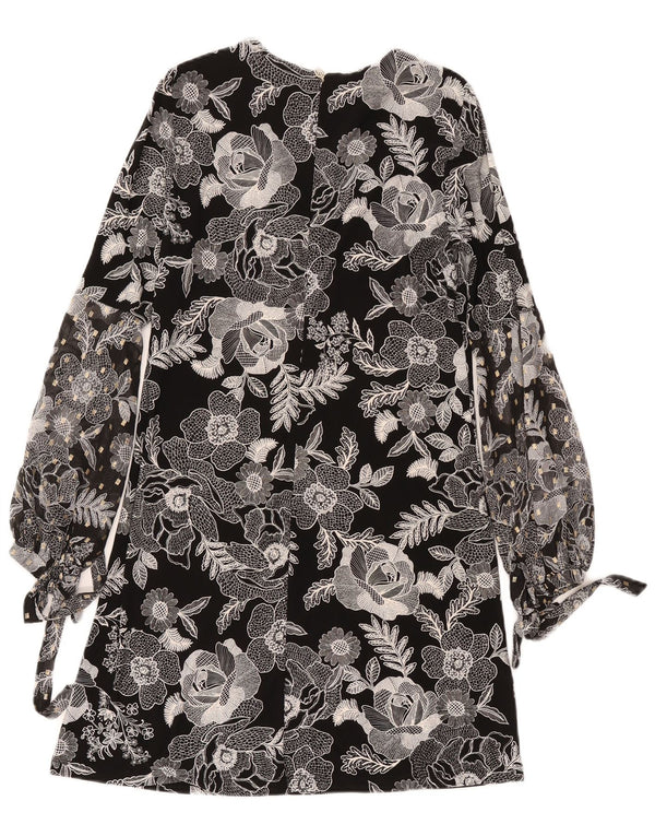 Tommy Hilfiger Womens Long Sleeve Shift Dress US 4 Small Black Floral
