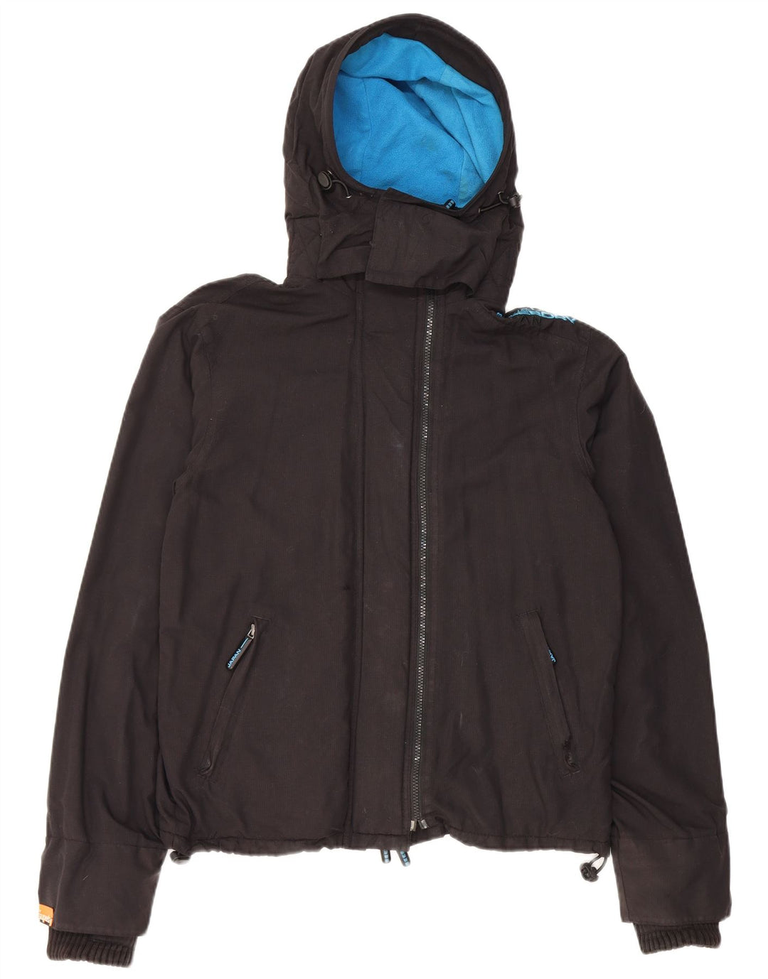 Męska wiatrówka z kapturem Superdry Graphic UK 38 Średni czarny nylon