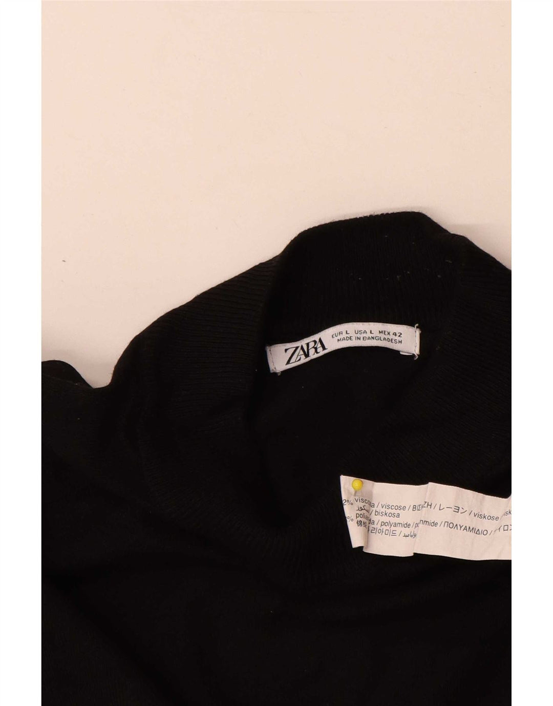 Zara Męski sweter z golfem, duży, czarny, wiskozowy