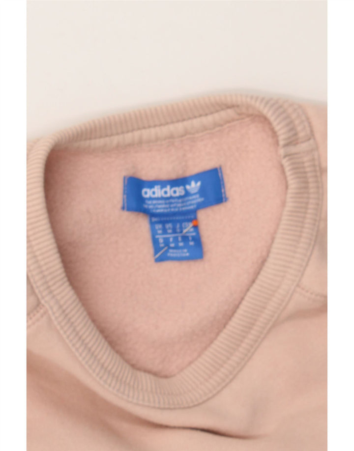 ADIDAS Womens Graphic Sweatshirt Jumper UK 14 Medium Pink Cotton Vintage Adidas and Second-Hand Adidas from Messina Hembry 