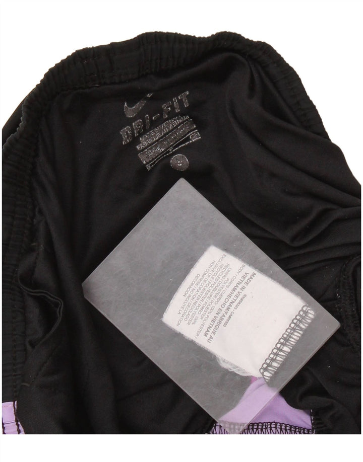 Damskie spodenki sportowe NIKE Dri Fit UK 10, małe, czarne, z poliestru w blokach kolorów