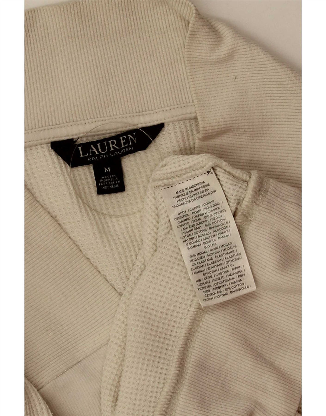 Bluza damska Ralph Lauren z dekoltem w serek, UK 14, średnia biała bawełna
