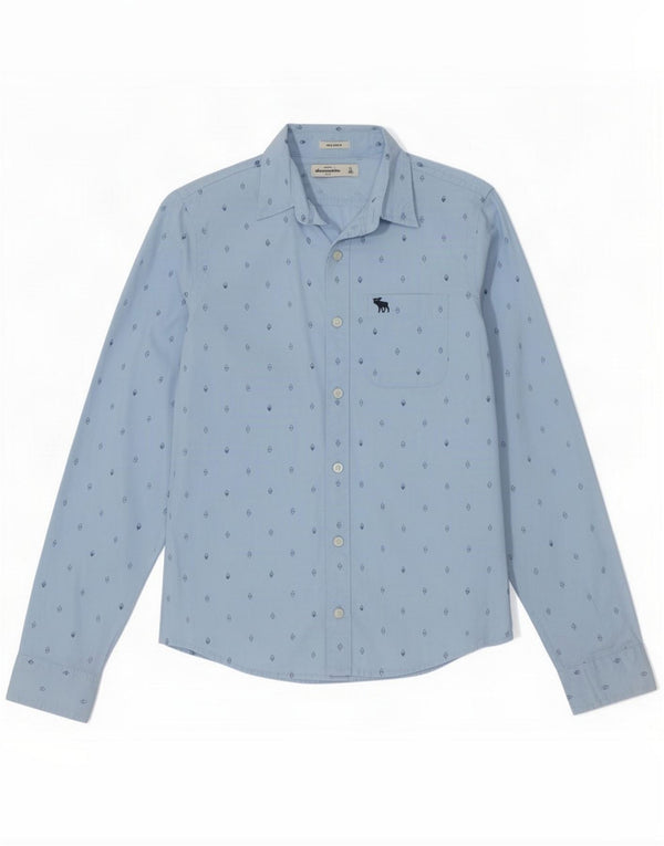 Abercrombie & Fitch Chłopięca koszula o mięśniach 15-16 lat XL Niebieska, geometryczna bawełna