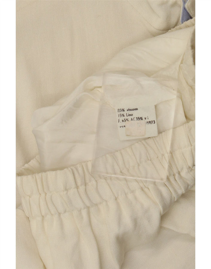 Damska kurtka bomberka VINTAGE UK 12, średnia wiskoza w kolorze złamanej bieli