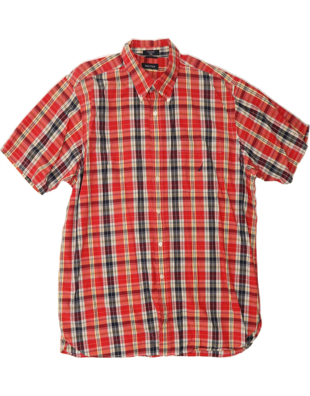NAUTICA Mens Short Sleeve Shirt 2XL Red Check Cotton Vintage Nautica and Second-Hand Nautica from Messina Hembry 