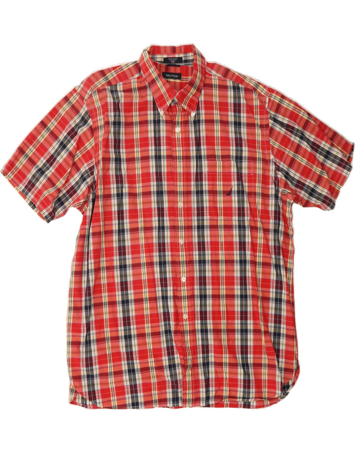 NAUTICA Mens Short Sleeve Shirt 2XL Red Check Cotton Vintage Nautica and Second-Hand Nautica from Messina Hembry 